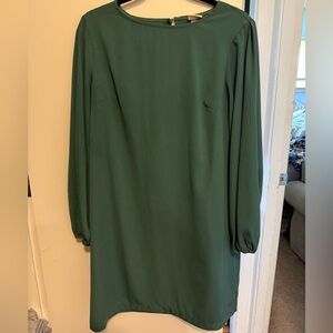 A New Day Green Sheath Dress with Bishop Sleeves